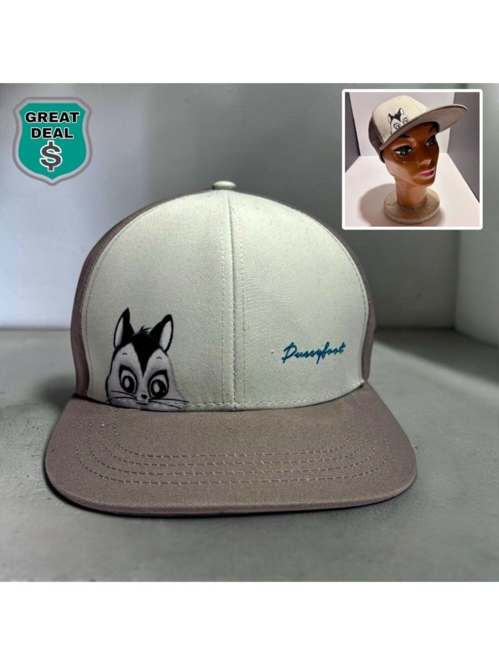 Vintage Six Flags Looney Tunes OVERLORD Pussyfoot Kitty Snapback Hat Cap. RARE!